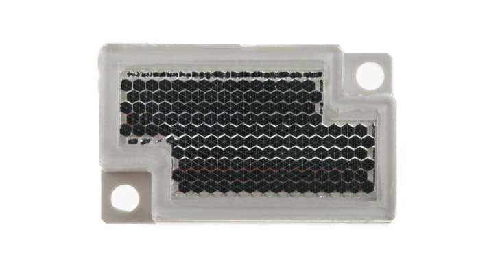 Riflettore BALLUFF BOS R-12 per sensori retroriflettivi laser, forma rettangolare, compatibile con accessori Balluff.