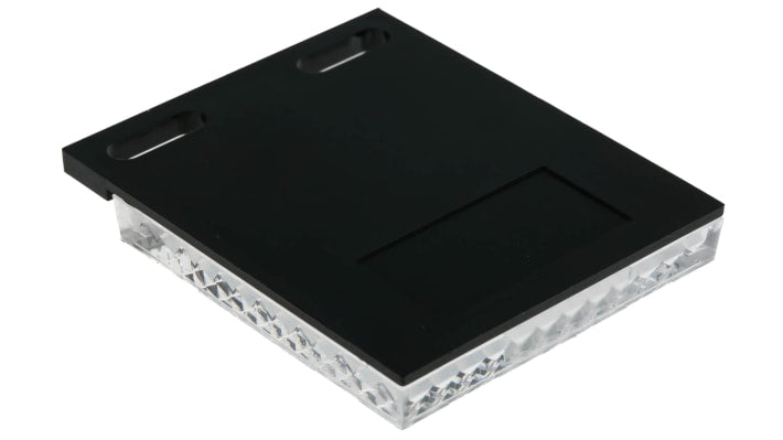 Riflettore BALLUFF BOS R-9 per sensori fotoelettrici, forma rettangolare, include staffe e polsini di montaggio.