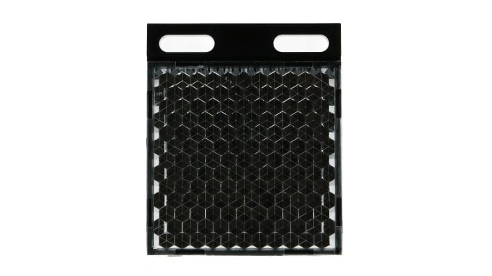 Riflettore BALLUFF BOS R-9 per sensori fotoelettrici, forma rettangolare, include staffe e polsini di montaggio.