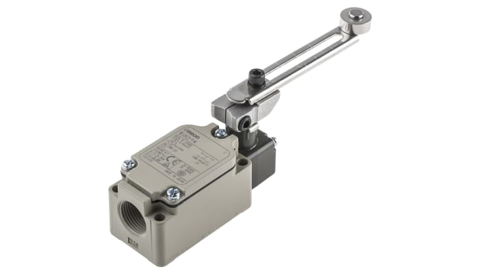 Interruttore di fine corsa a leva a rullo Omron WLCA12-Y-N, configurazione NO/NC, protezione IP67, dimensioni 40 mm x 53.2 mm x 94.1 mm.