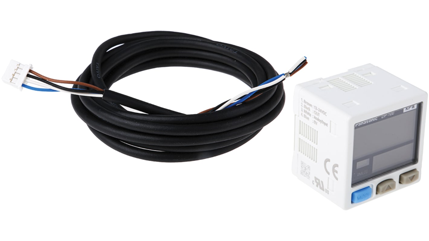 Sensore di pressione relativa Panasonic DP-101A-M-P, max 1 bar, uscita 2X PNP, montaggio a pannello, temperatura -10/+50 °C.