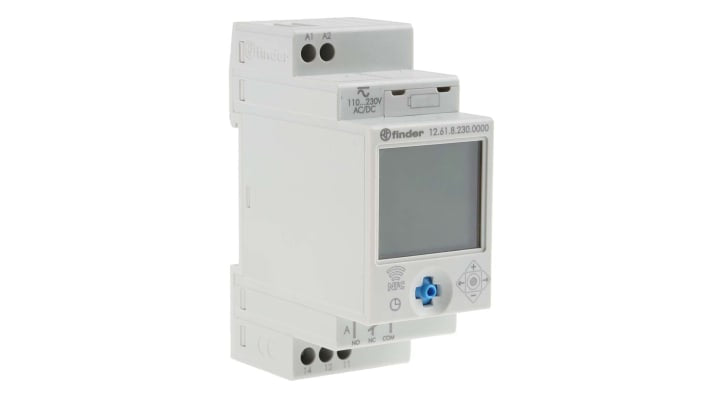 Finder 12.61.8.230.0000 NFC, temporizzatore digitale DIN SPDT, 110-230 V, programmazione tramite NFC, display retroilluminato.