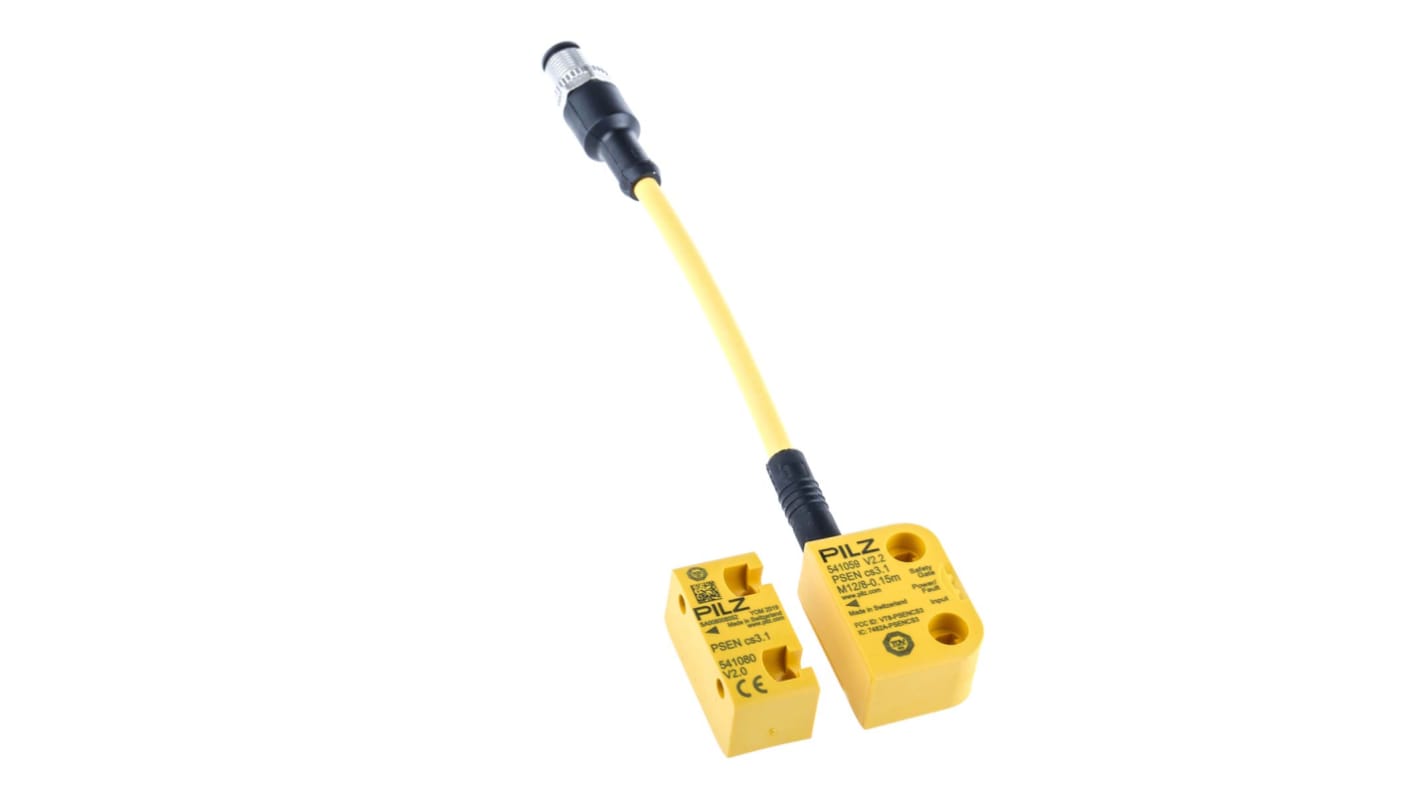 Interruttore di sicurezza senza contatto Pilz 541009, M12, 24V cc, distanza di commutazione 8 mm, grado di protezione IP67.