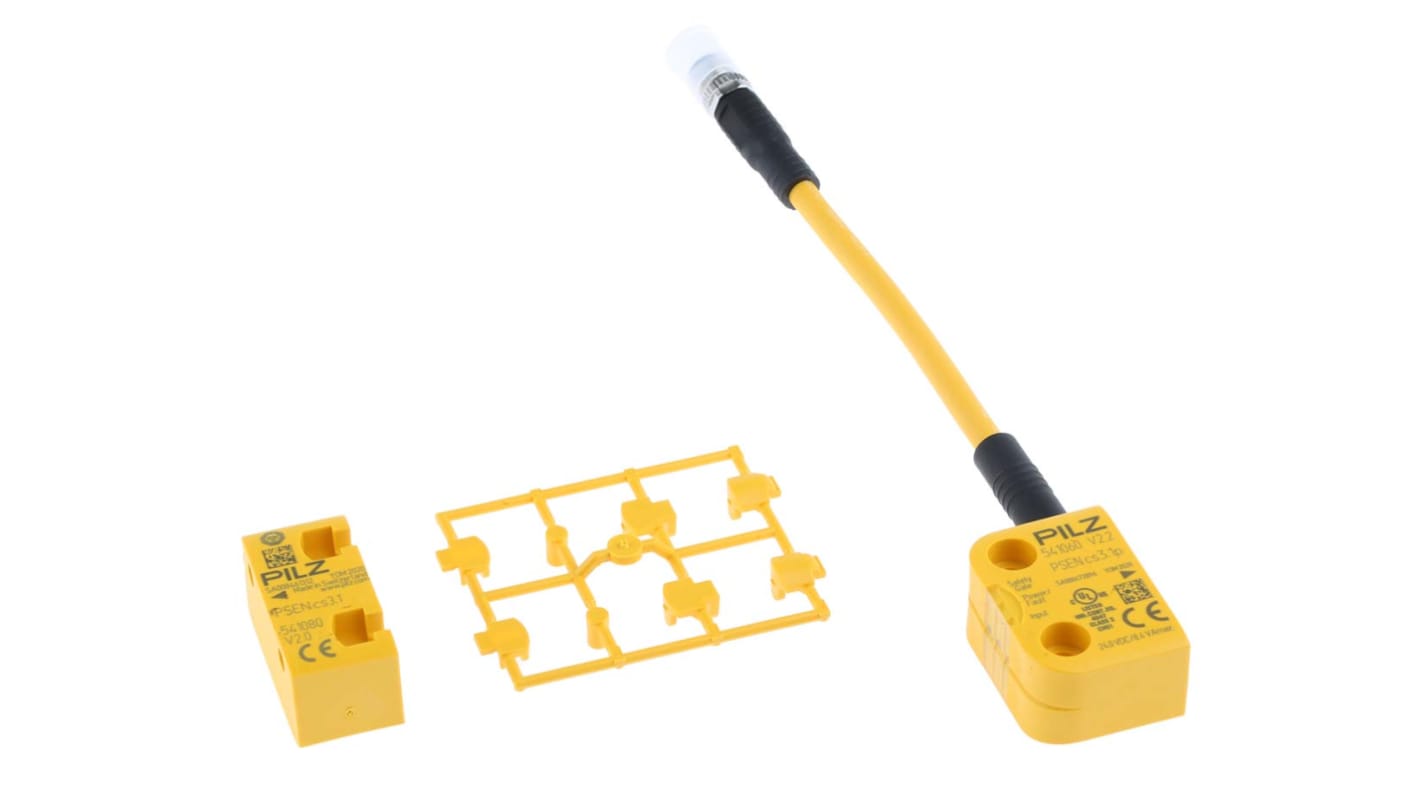 Interruttore di sicurezza senza contatto Pilz 541010, 24V cc, distanza di commutazione 8mm, grado di protezione IP67.