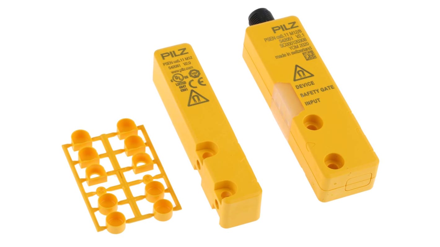 Interruttore di sicurezza senza contatto Pilz 542011, 24V cc, tecnologia transponder, IP66/IP67, con connettore M12.
