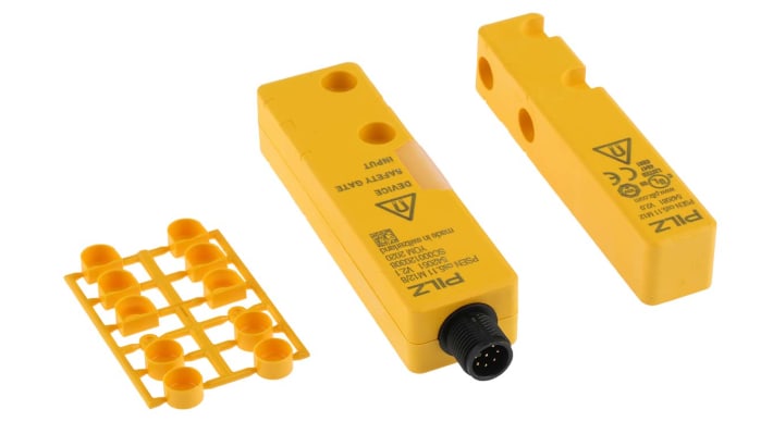 Interruttore di sicurezza senza contatto Pilz 542011, 24V cc, tecnologia transponder, IP66/IP67, con connettore M12.