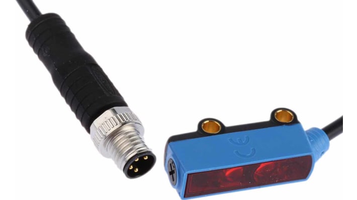 Sensore fotoelettrico Sick WTB2S-2P3251, rettangolare, rilevamento 1-150 mm, uscita PNP, montaggio a pannello, IP67.