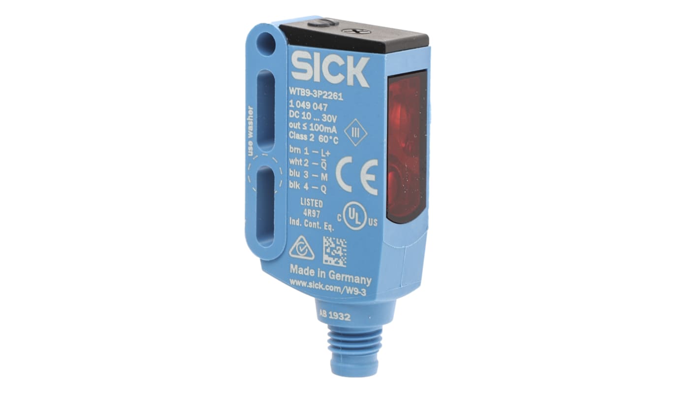Sensore fotoelettrico Sick WTB9-3P2261, rettangolare, rilevamento 20-350 mm, uscita PNP, grado di protezione IP66/IP67/IP69K.