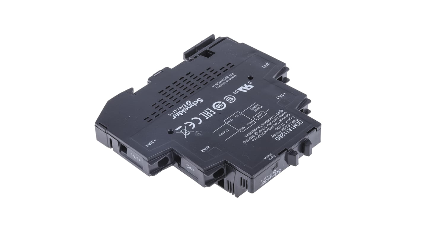 Relè a stato solido SSM1A112BD Schneider Electric - Modulare DIN 12A 280V c.a. IP20. Alta frequenza, resistente agli urti e alla contaminazione.