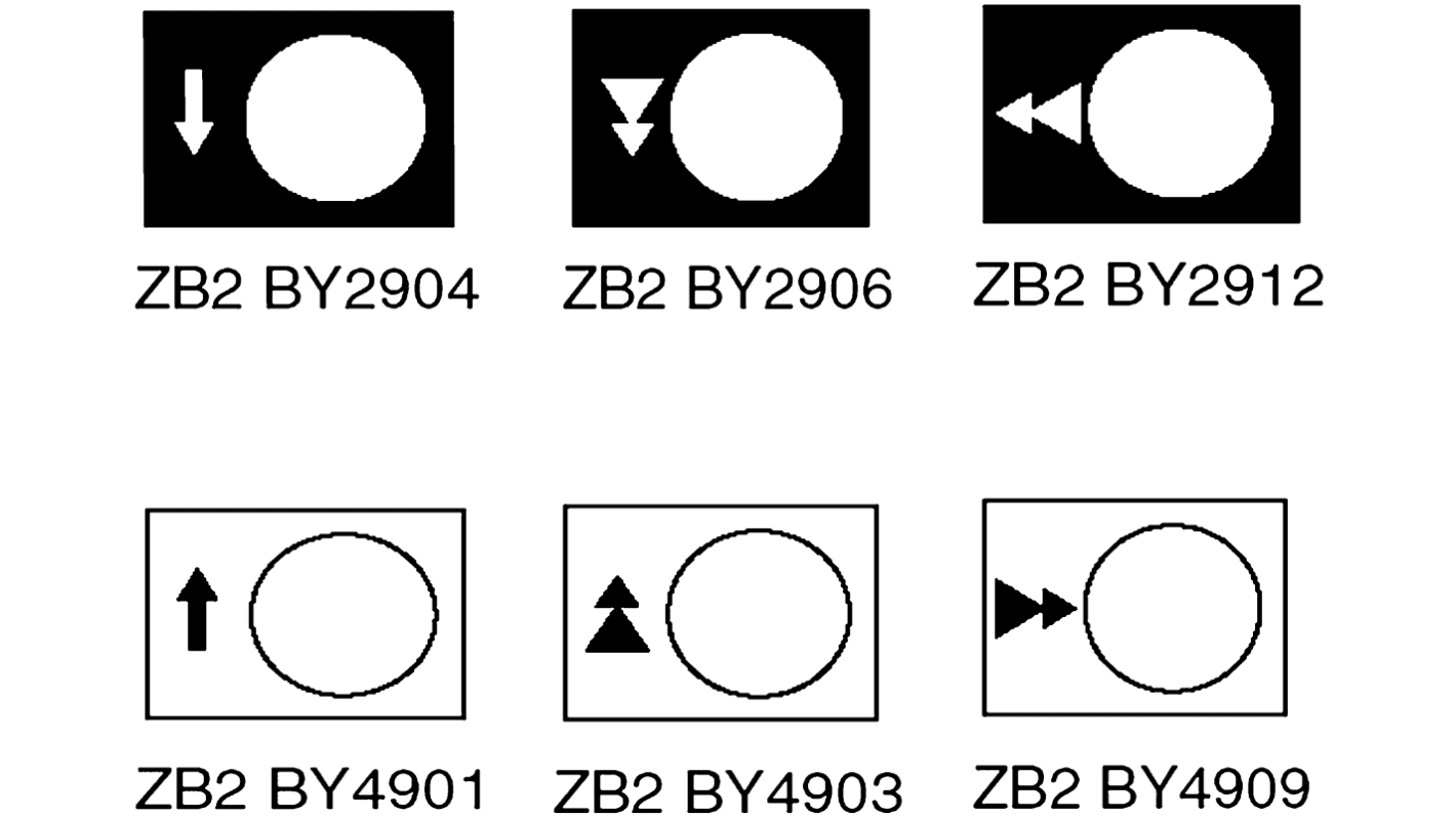 Etichette 30x40 mm Schneider Electric ZB2BY2912 per stazioni di controllo XAC A. Simboli conformi a NF e 52-124. Accessori per uso professionale.
