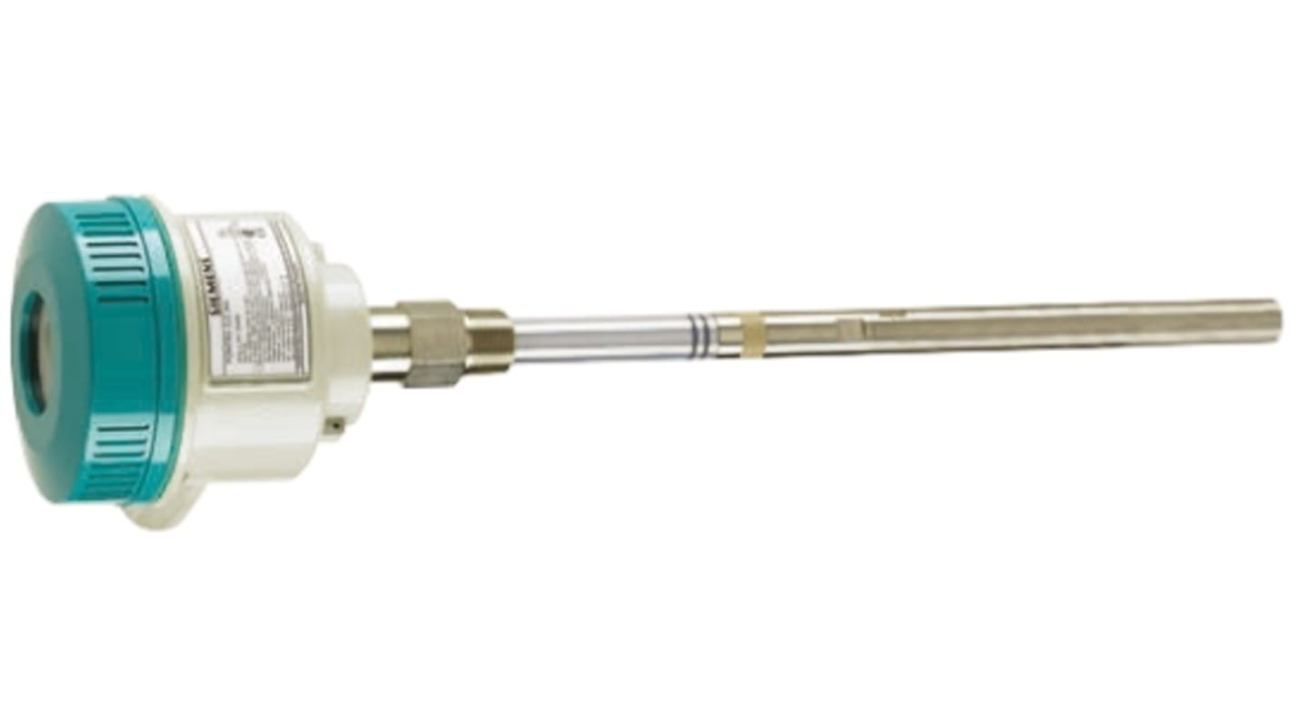 Sensore di livello capacitivo Siemens 7ML5650-1BA00-0HB0, montaggio verticale, corpo in acciaio inox, temperatura -40 a 400 °C.