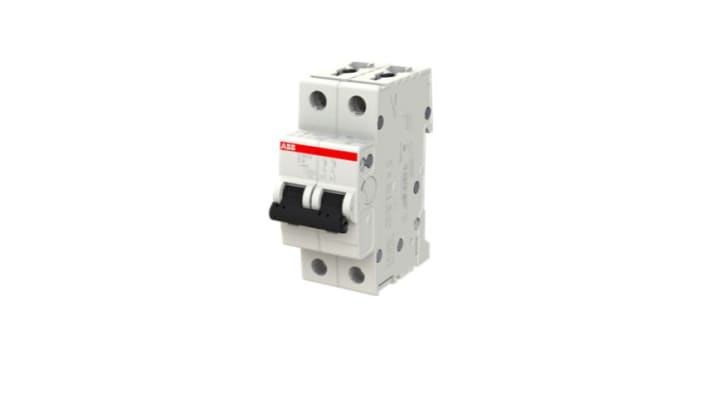 Interruttore magnetotermico ABB S202M-C6, 2P 6A, 10 kA, montaggio su guida DIN, dimensioni 88x35x76 mm, grado di protezione IP20.