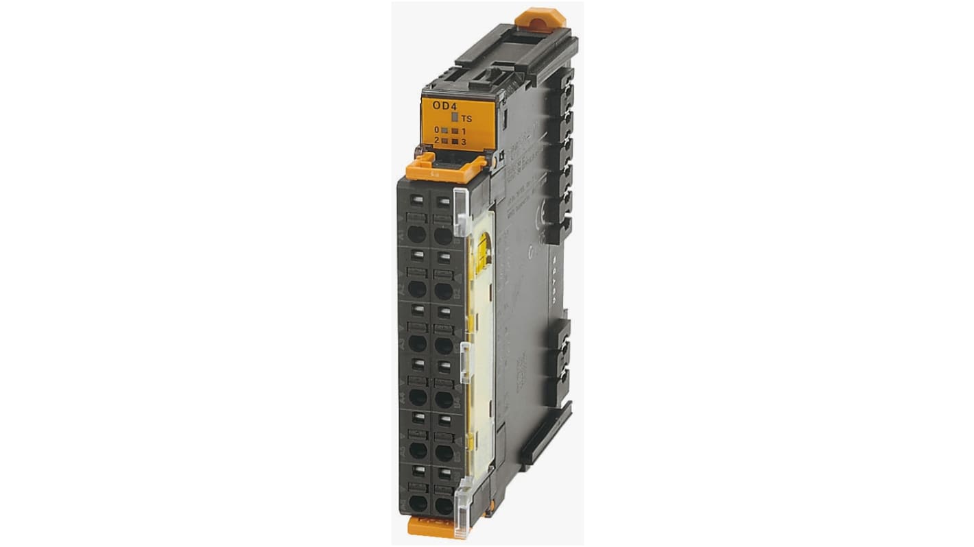 Modulo I/O Omron GRT1-OD4-1, unità digitale con 4 uscite, altezza 84 mm, cablaggio a innesto, Hot-Swap.