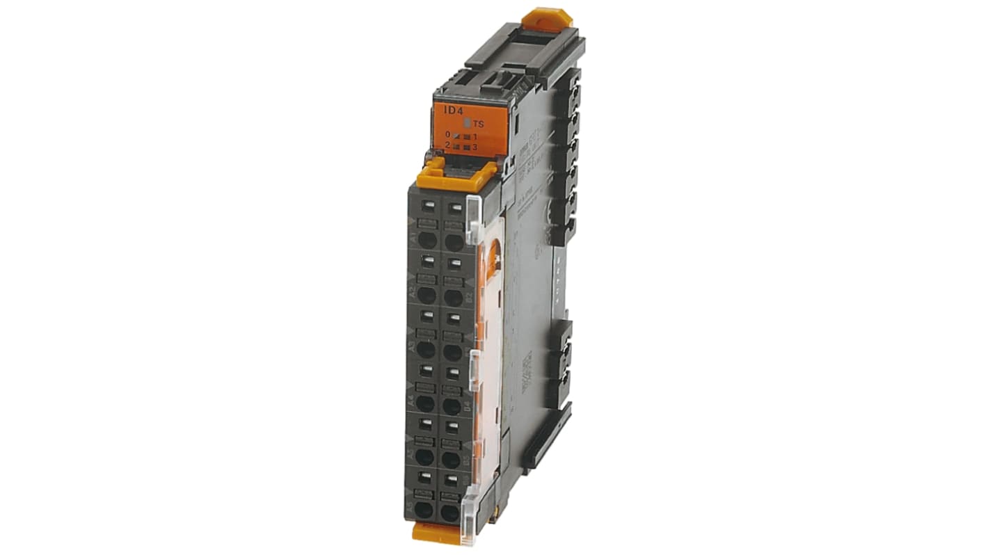 Modulo I/O Omron GRT1-ID4-1 per comunicazione DeviceNet, 4 ingressi, altezza 84 mm, cablaggio a innesto senza utensili.
