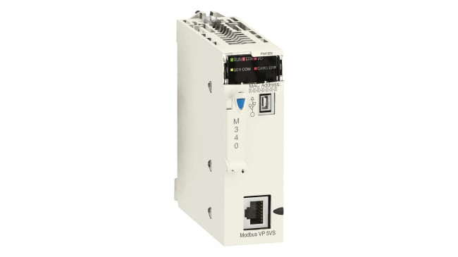 Schneider Electric - BMXP341000 Modulo processore Modbus seriale per Serie M340 - Consumo corrente 72 mA, RAM 2 Gb, porte RJ45, RS232 ed Ethernet. Ideale per automazione industriale.