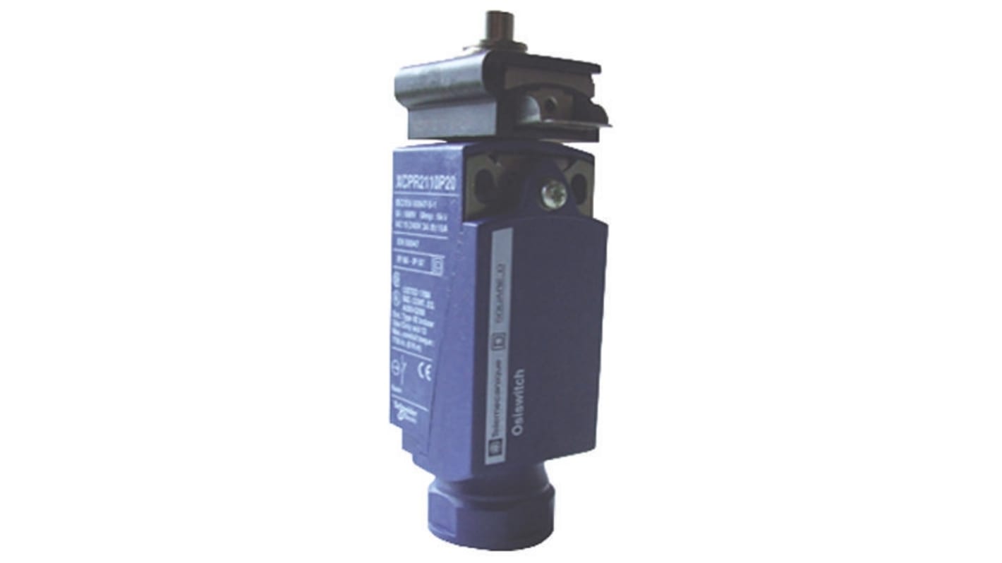 Interruttore di fine corsa Telemecanique Sensors XCPR2110P20, stantuffo NO/NC, IP66/IP67, 240V, 10A, dimensioni 65x31x30mm.