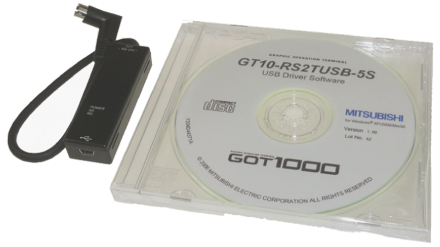 Adattatore HMI Mitsubishi Electric GT10RS2TUSB-5S, cavo da 3 metri, progettato per connessioni affidabili in ambito industriale.