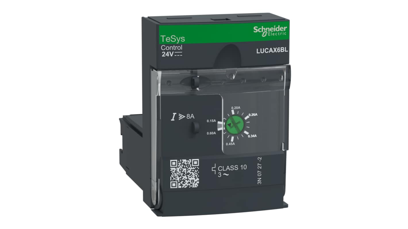 Starter DOL Schneider Electric LUCA1XFU per motori trifase, 0,25 kW, 440 V, IP40, 3 poli, design modulare, larghezza 45 mm.