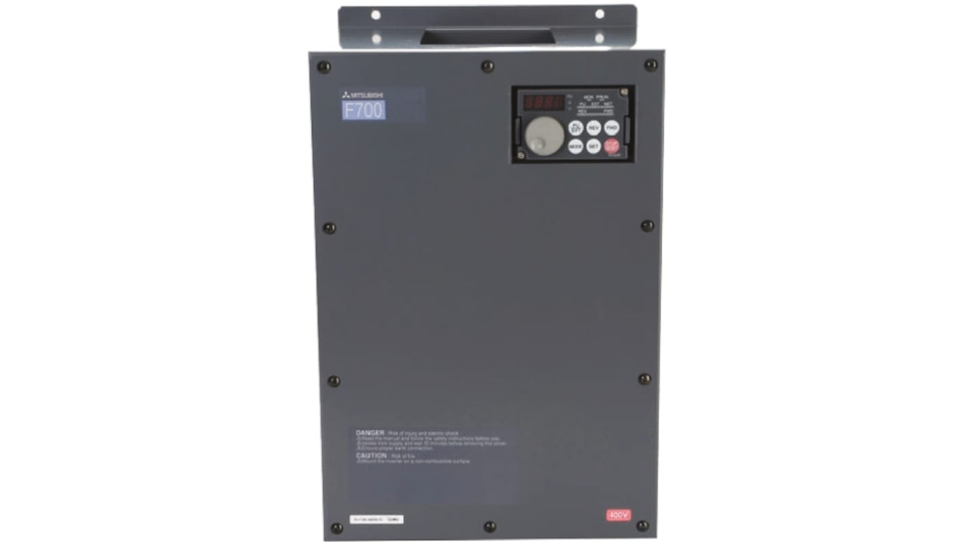 Inverter 3 fasi Mitsubishi Electric FR-F 746-00620-EC, potenza 30 kW, montaggio a parete, grado di protezione IP54.