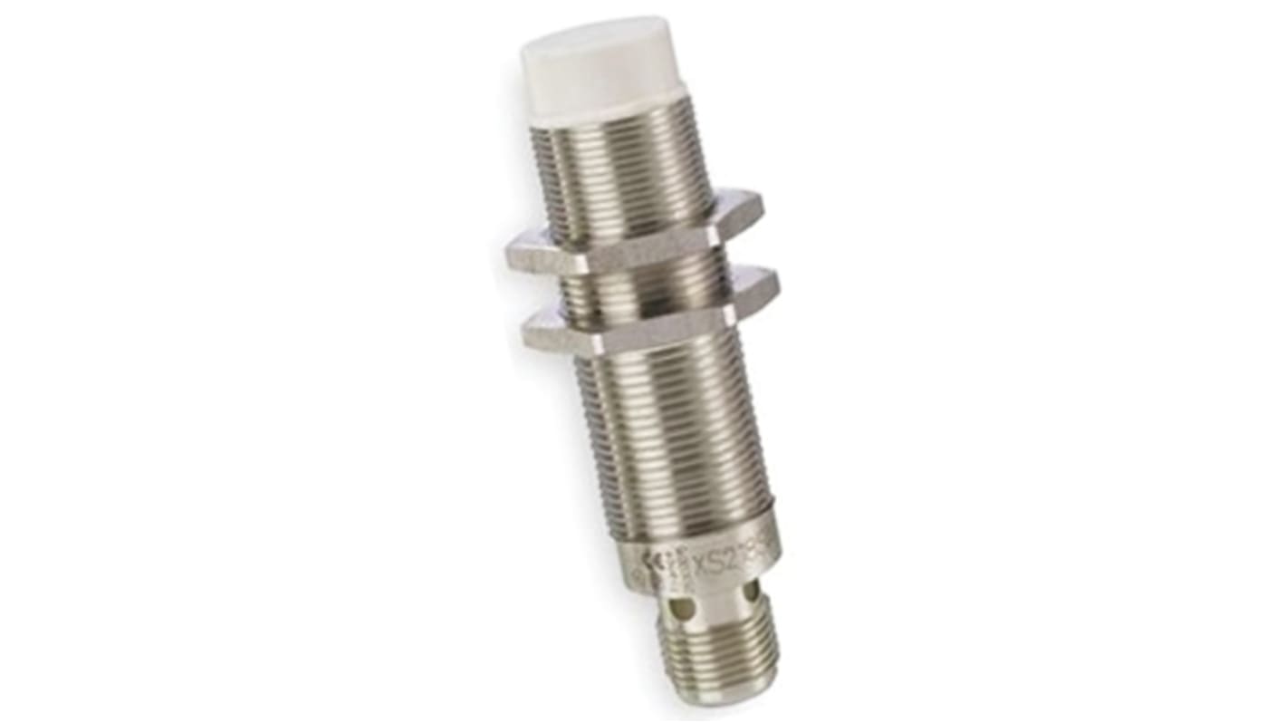Sensore di prossimità cilindrico PNP Telemecanique Sensors XS218SAPAM12, M18, rilevamento 12 mm, acciaio inox, IP69K.