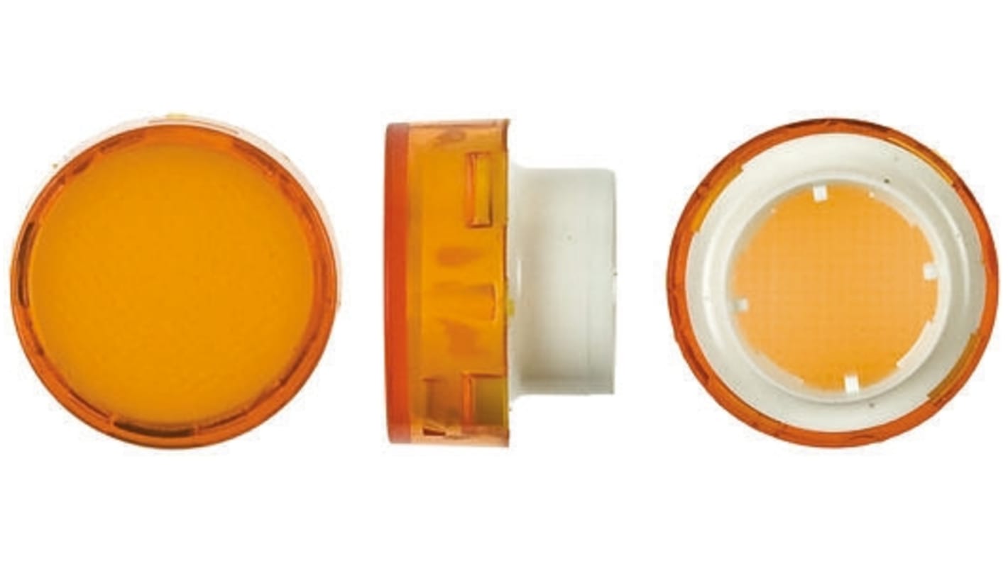 Lente pulsante rotonda arancione Saia-Burgess 565611-605 per Serie TP2, grado di protezione IP67, montaggio a pannello, compatibile con lampade T5.5.