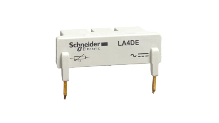 Varistore Schneider Electric LA4DE3E per contattori Serie LC, modulo anti-interferenze per montaggio su interruttori LC1D e LP1.
