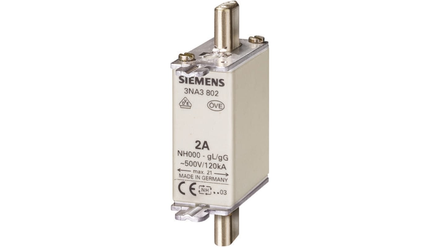 Fusibile NH Siemens 32A 3NA3812 gG 500V CSA 22.2 IEC EN 60269 - Protezione selettiva per linee industriali, con indicatore di fusibile bruciato.