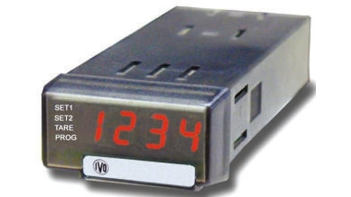 Baumer TA1220.014AX01, misuratore digitale multifunzione da pannello con display LED rosso, dimensioni 45 mm x 22 mm, protezione IP65.