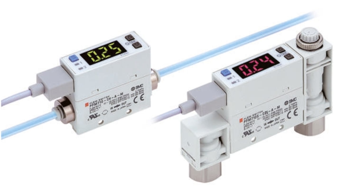 SMC PFM711S-F02-B, regolatore di flusso digitale con display LED, flusso 2-100 l/min, montaggio compatto, 24 V c.c.