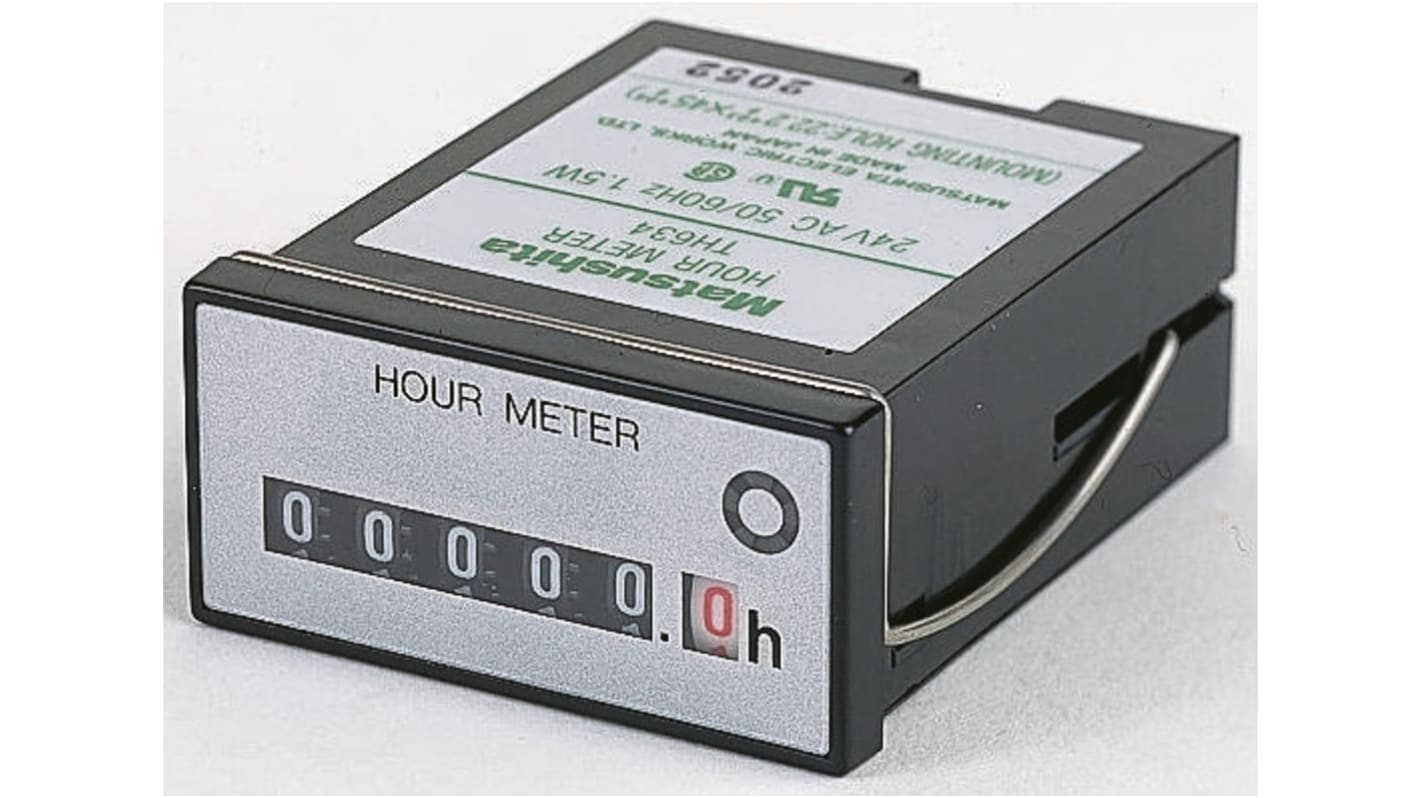 Contatore Panasonic TH634, 24 V c.a., montaggio a pannello, conteggio fino a 99999,9 h, temperatura operativa -10/+50 °C.