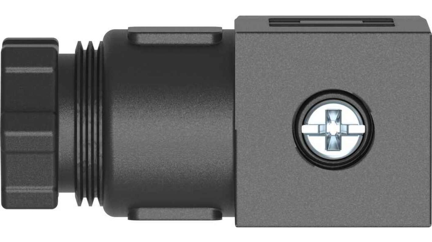 Festo MSSD-EB, connettore solenoide femmina DIN 43650 C, 3 poli, IP65, tensione 250 V, corrente 6 A, montaggio a vite centrale.