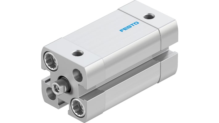 Cilindro pneumatico Festo ADN-12-20-I-P-A, doppio effetto, foro 12mm, corsa 20mm, dimensioni 27,5 x 27,5 x 59,2mm.