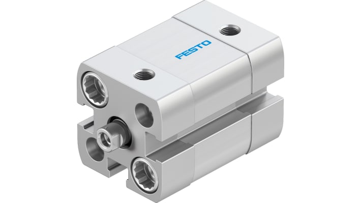 Cilindro pneumatico Festo ADN-12-5-I-P-A, doppio effetto, foro 12mm, corsa 5mm, dimensioni 27.5x27.5x44.2mm.