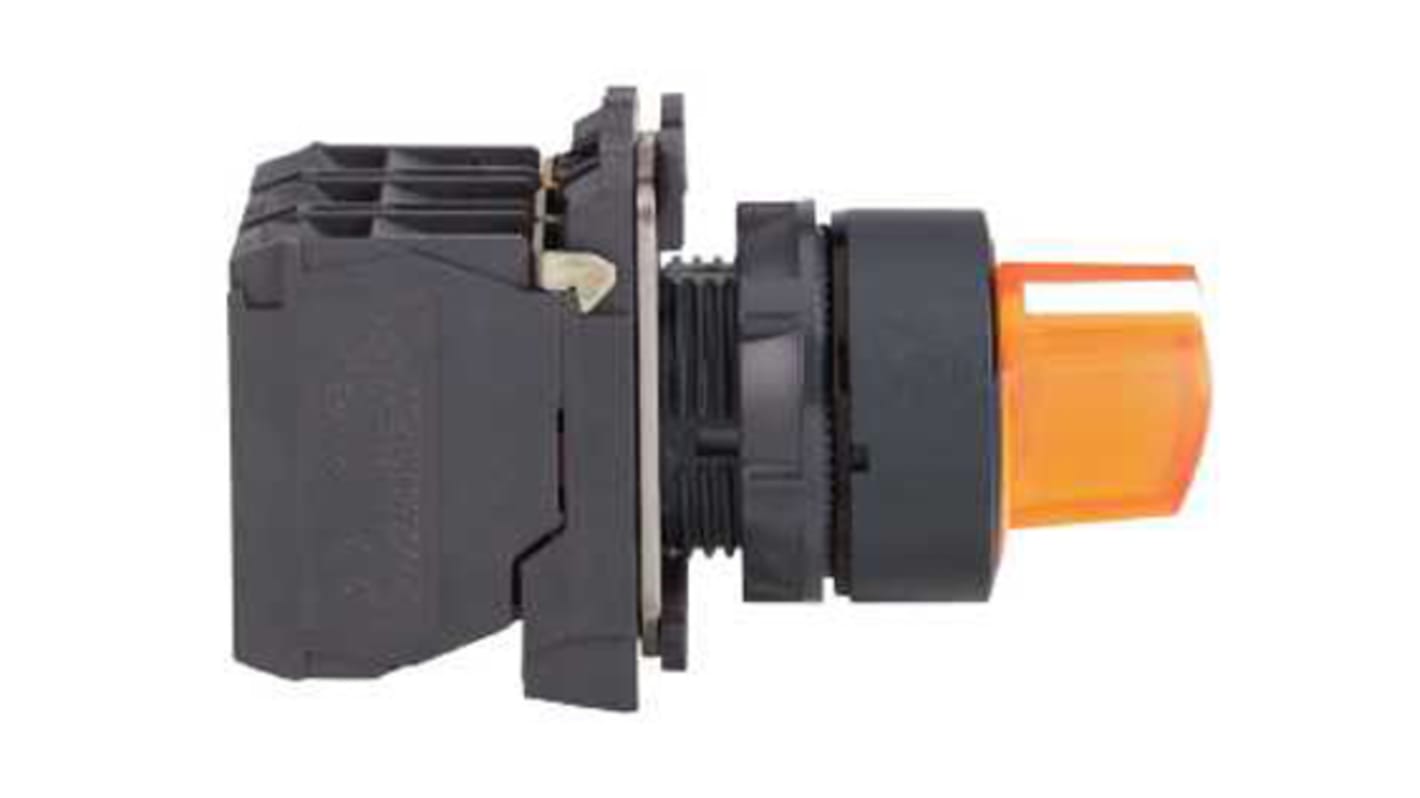 Interruttore Schneider Electric XB5AK135B5 con LED integrato, 3 posizioni, diametro foro 22mm. Ideale per pannelli, SPDT, IP67.