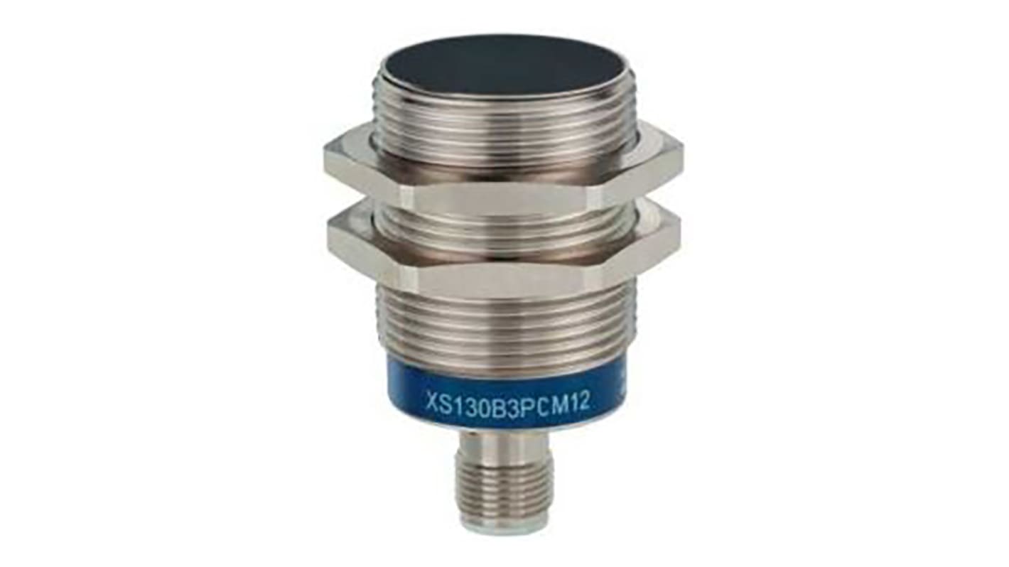 Sensore di prossimità cilindrico PNP Telemecanique Sensors XS130B3PCM12, M30, rilevamento 15 mm, IP67, alimentazione 12-24 V c.c.