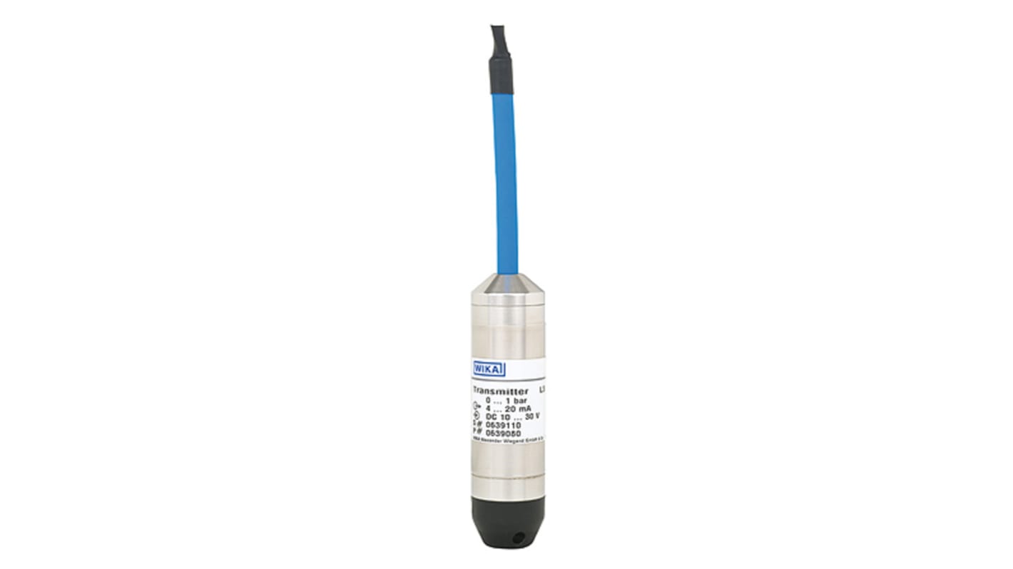 Sensore di pressione WIKA 46879447, trasmettitore a immersione, 14.22 psi, uscita 4-20 mA, custodia inox, IP68.