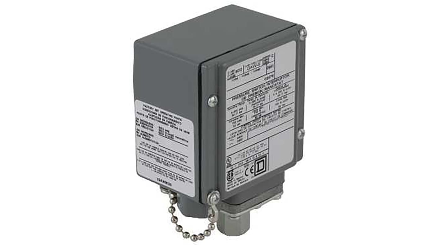 Pressostato differenziale Telemecanique Sensors 9012GAW6, azionamento a membrana, max 250 psi, uscita SPDT, custodia in alluminio.