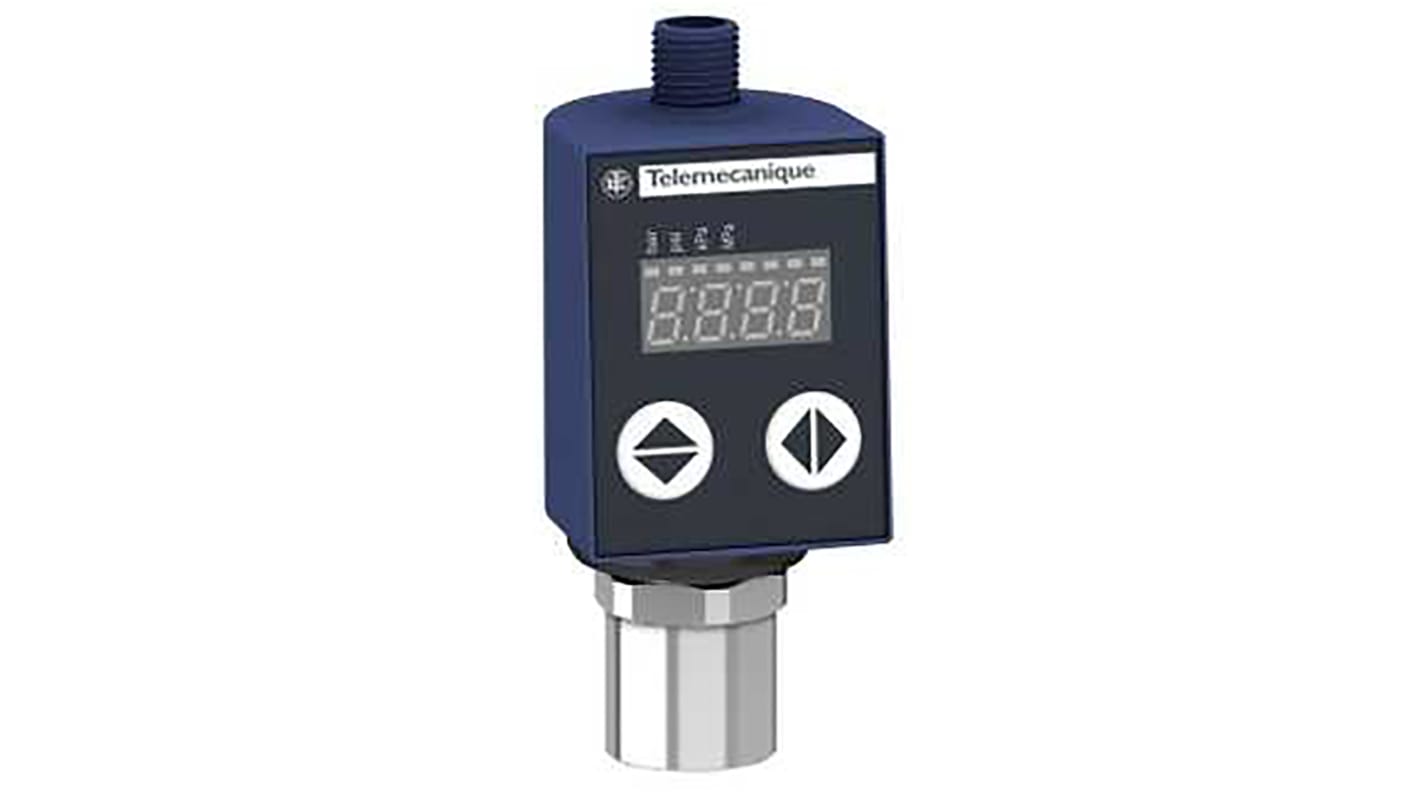 Sensore di pressione Telemecanique Sensors XMLR025G0T26, 25 bar, uscita 4-20 mA, montaggio verticale, custodia in acciaio inox.