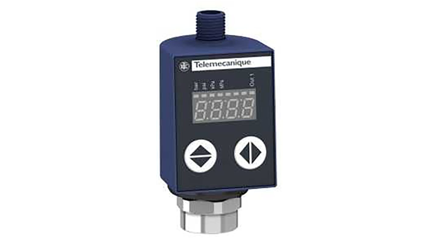 Pressostato differenziale Telemecanique Sensors XMLR400M1P25, corpo in acciaio inox, montaggio verticale, uscita analogica 4-20 mA.