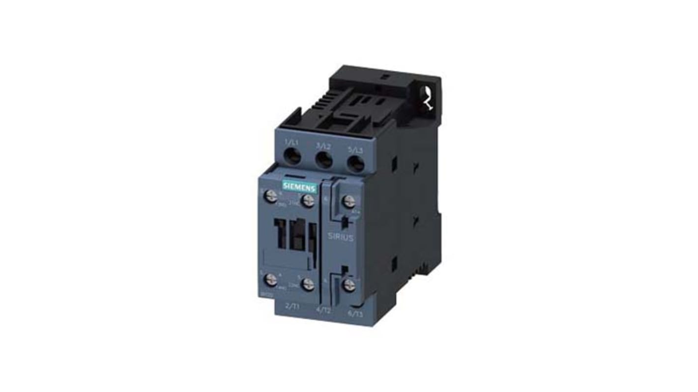 Contattore Siemens 3RT2026-1BM40, 3 poli, 25 A, 11 kW, 220 V CC resistente agli agenti atmosferici per utilizzi globali.