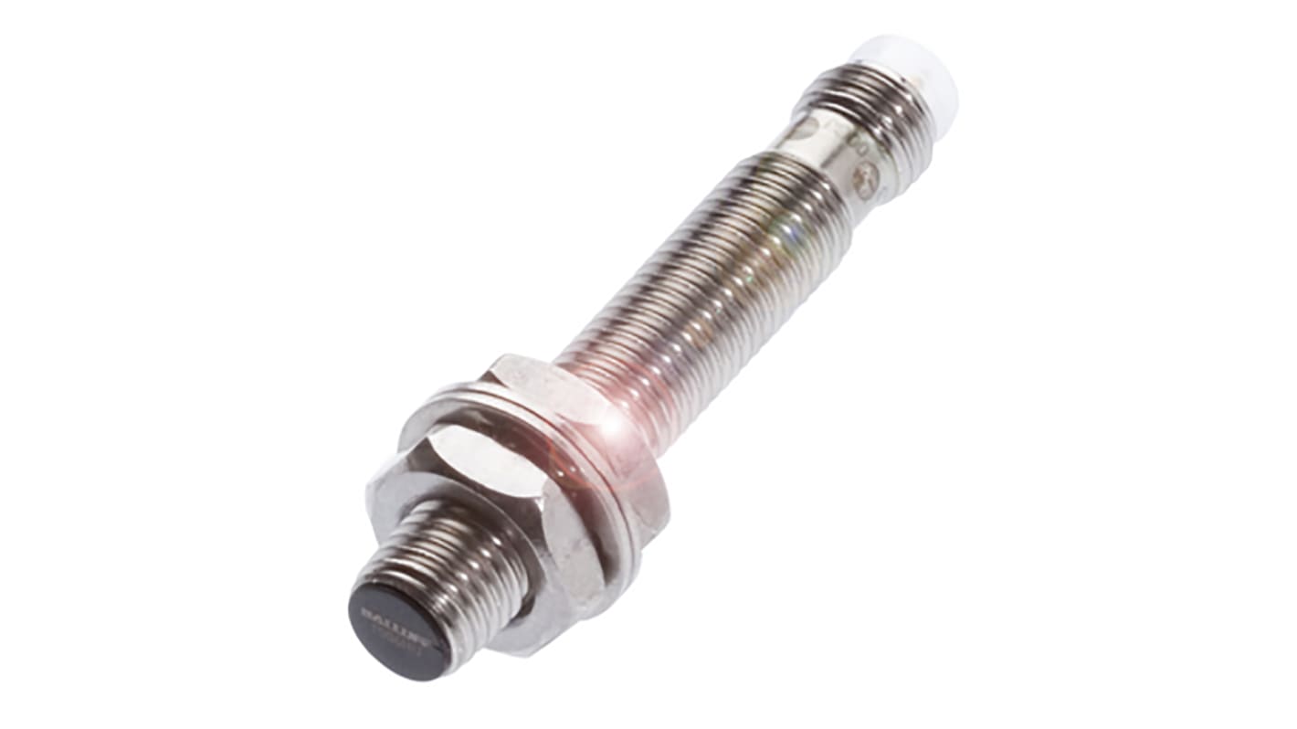 Sensore di prossimità cilindrico BALLUFF BES 516-324-G-S49-C, tecnologia PNP, M8, rilevamento 2 mm, IP68, acciaio inox.