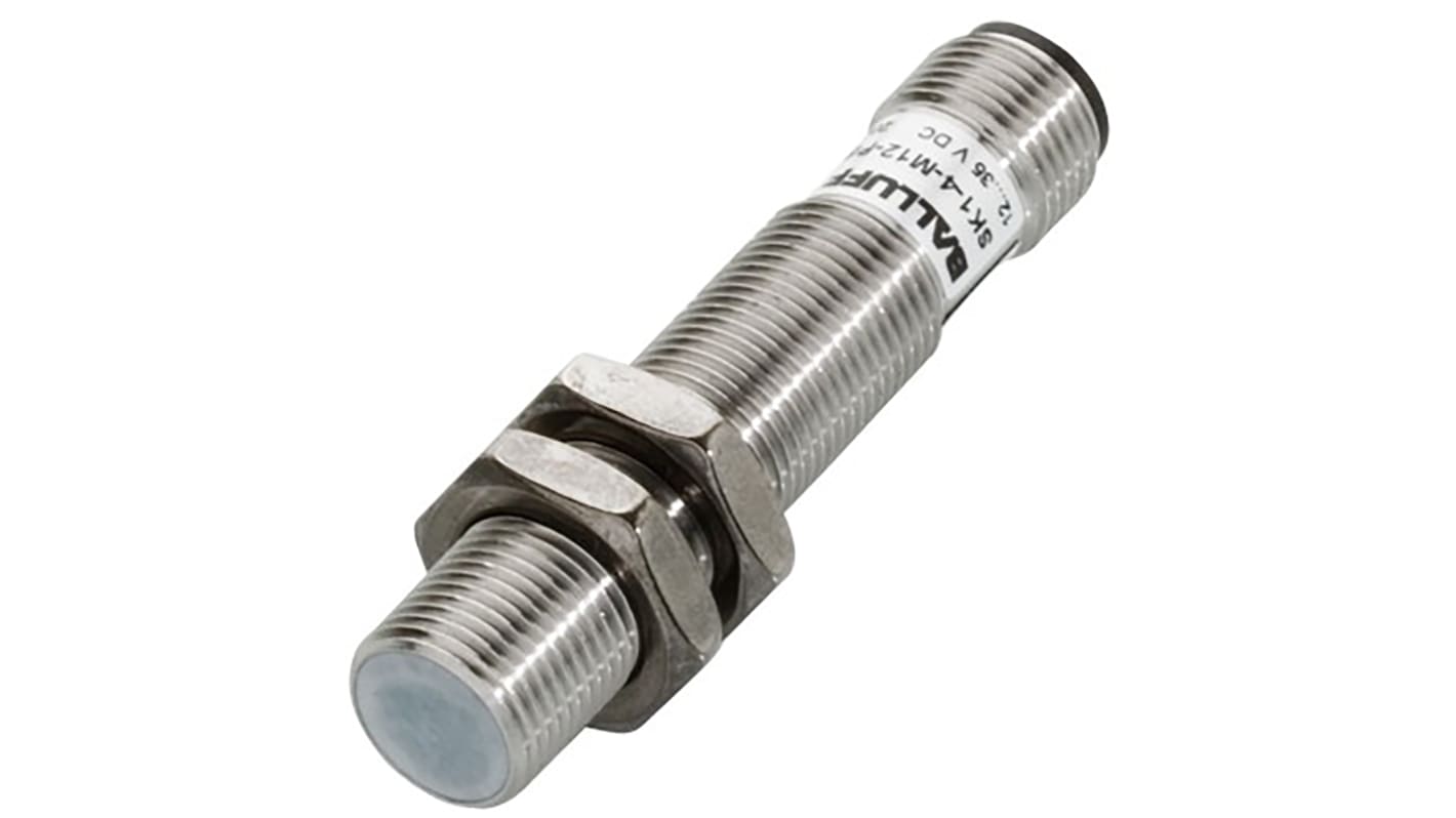 Sensore di prossimità cilindrico BALLUFF BCS M12T4D2-PSM40C-S04G, PNP, M12 x 1, rilevamento 4 mm, IP67, acciaio inox.