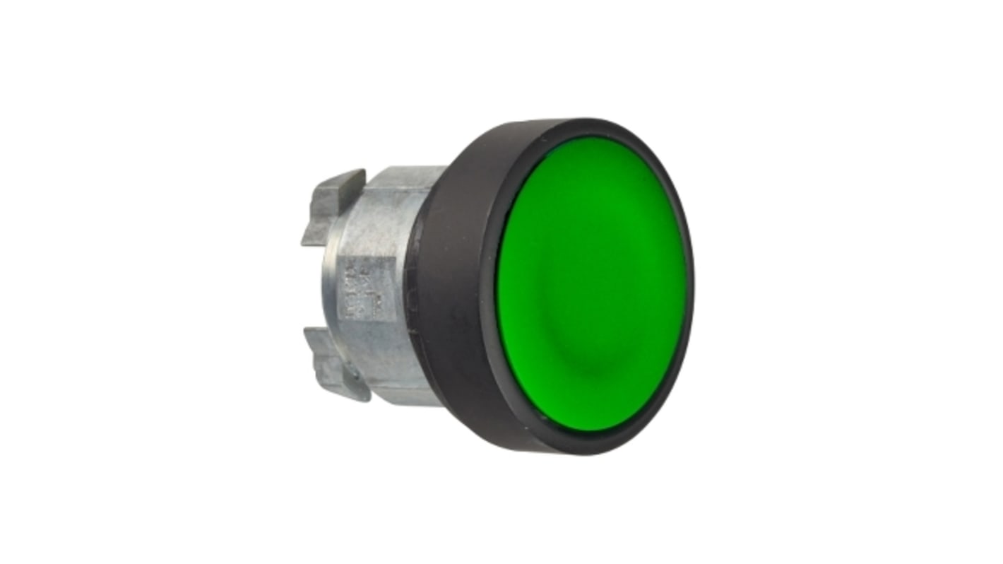 Attuatore pulsante instabile verde Schneider Electric ZB4BA37, diametro 28.5mm, grado di protezione IP66/IP67/IP69K.