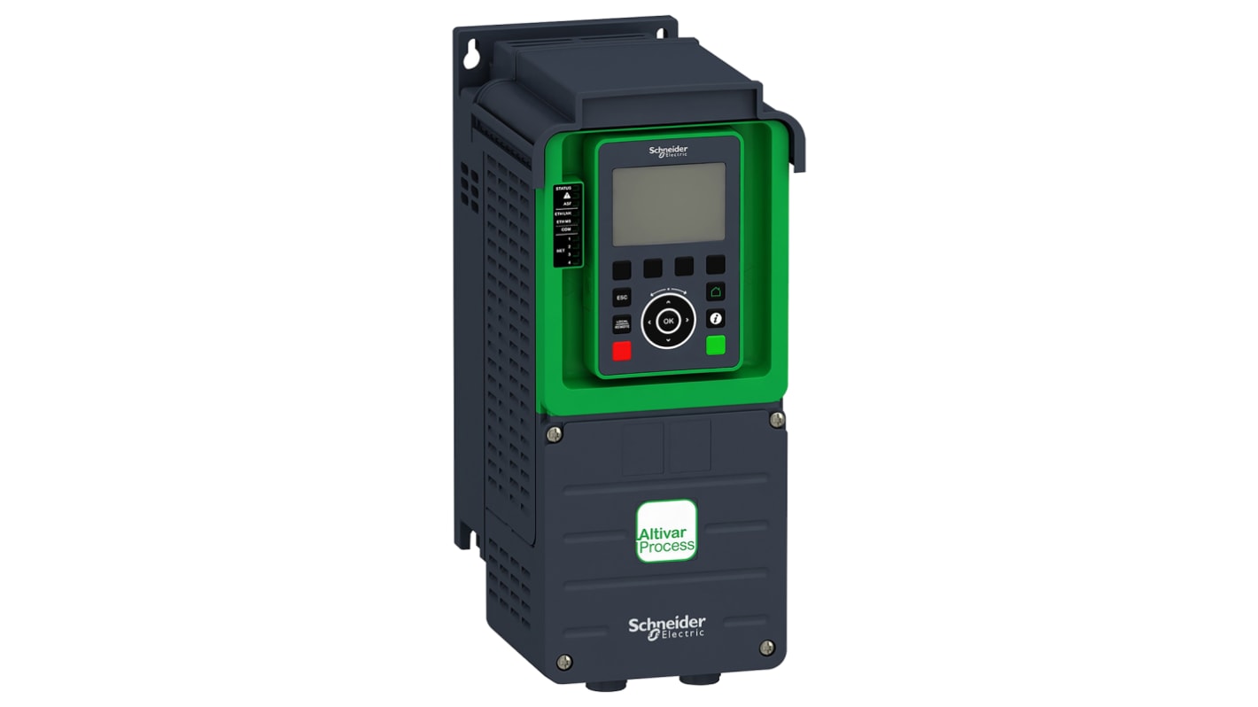 Inverter a velocità variabile Schneider Electric ATV630U40N4: 4 kW, 400 V c.a., 3 fasi. Ottimizza processi industriali con monitoraggio integrato e risparmio energetico.