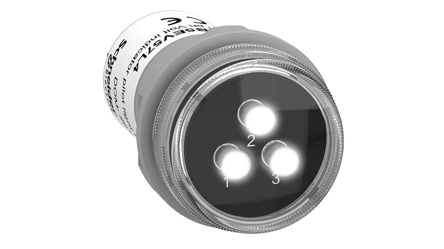 Spia LED Schneider Electric, montaggio a pannello, diametro foro 30mm, protezione IP67, colore bianco, serie Harmony XB5.