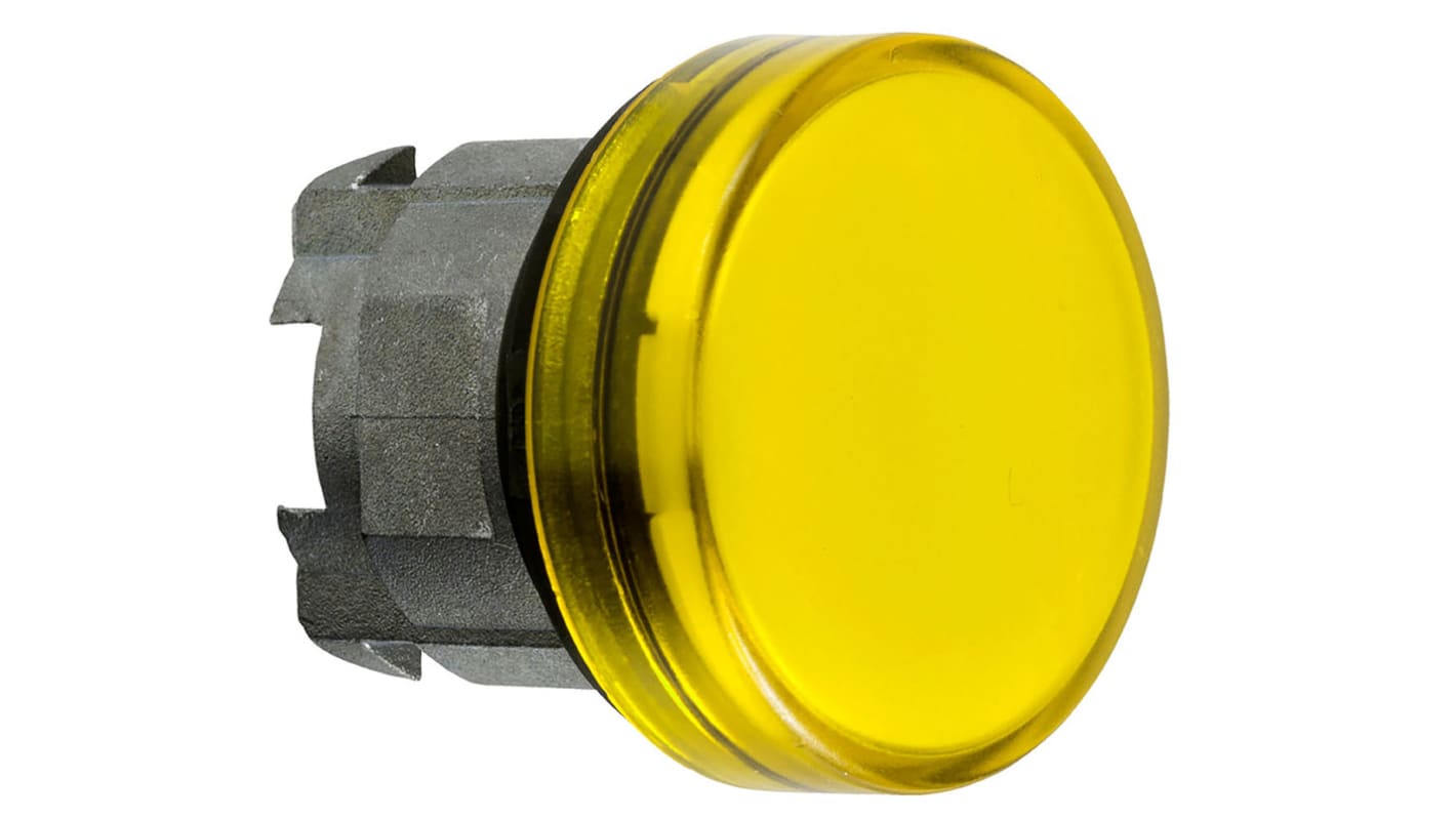 Spia LED gialla rotonda Schneider Electric, montaggio a pannello, diametro foro 22mm, grado di protezione IP66.