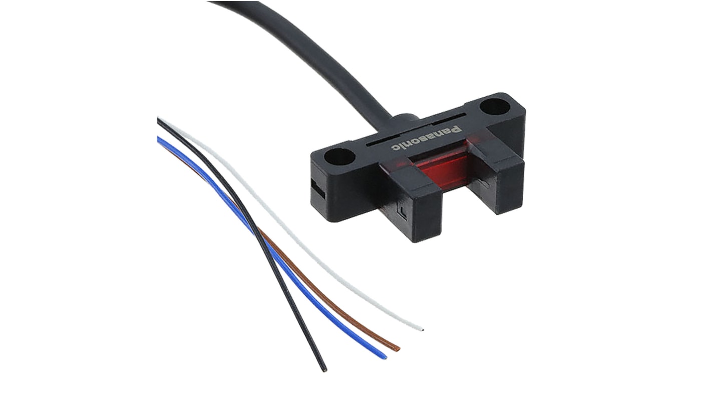 Sensore fotoelettrico a forcella Panasonic PM-K25, rilevamento 6 mm, uscita NPN, montaggio a pannello, IP64.