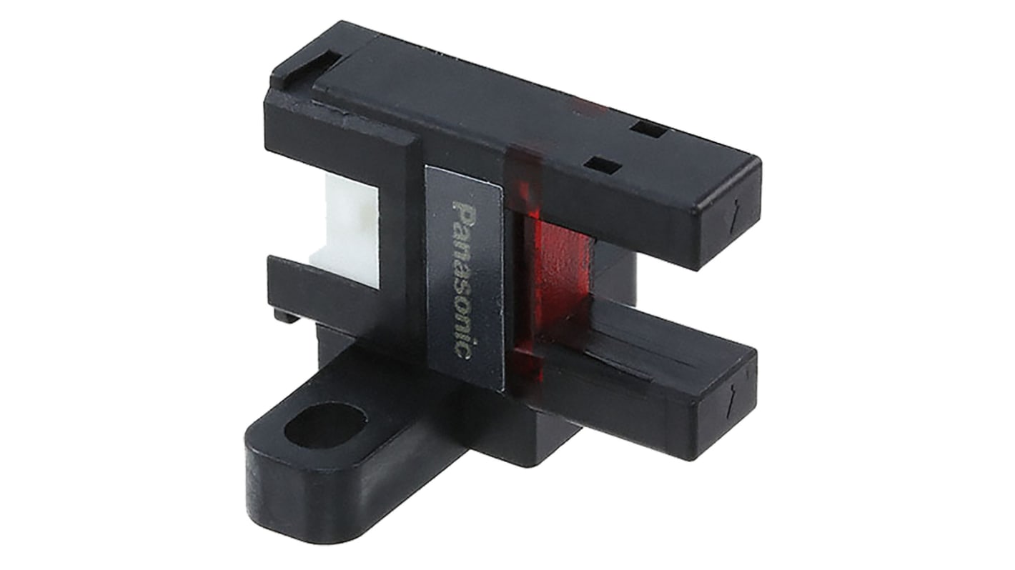 Sensore fotoelettrico a forcella Panasonic PM-T65W, rilevamento 6 mm, uscita NPN, montaggio a pannello, IP40.