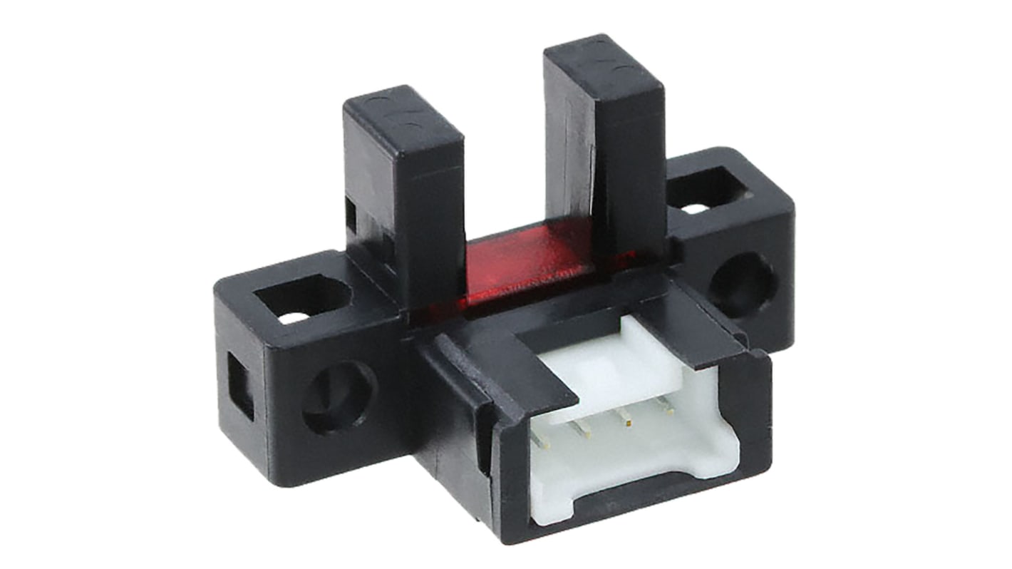 Sensore fotoelettrico a forcella Panasonic PM-L65, rilevamento 6 mm, montaggio a pannello, uscita NPN, IP40.