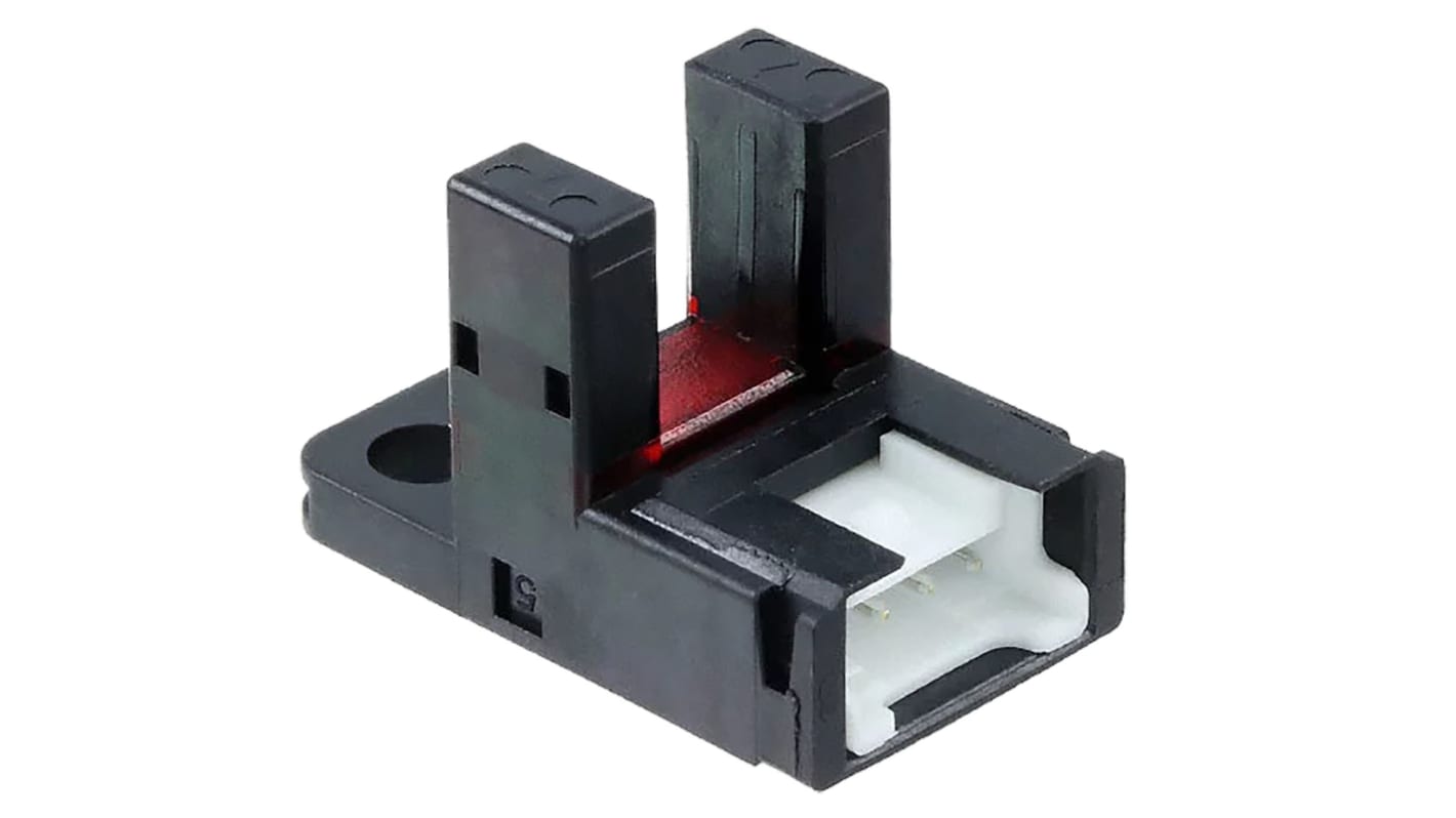 Sensore fotoelettrico a forcella Panasonic PM-Y65-P, rilevamento 6 mm, montaggio a pannello, IP40, temperatura -25°C/+55°C.